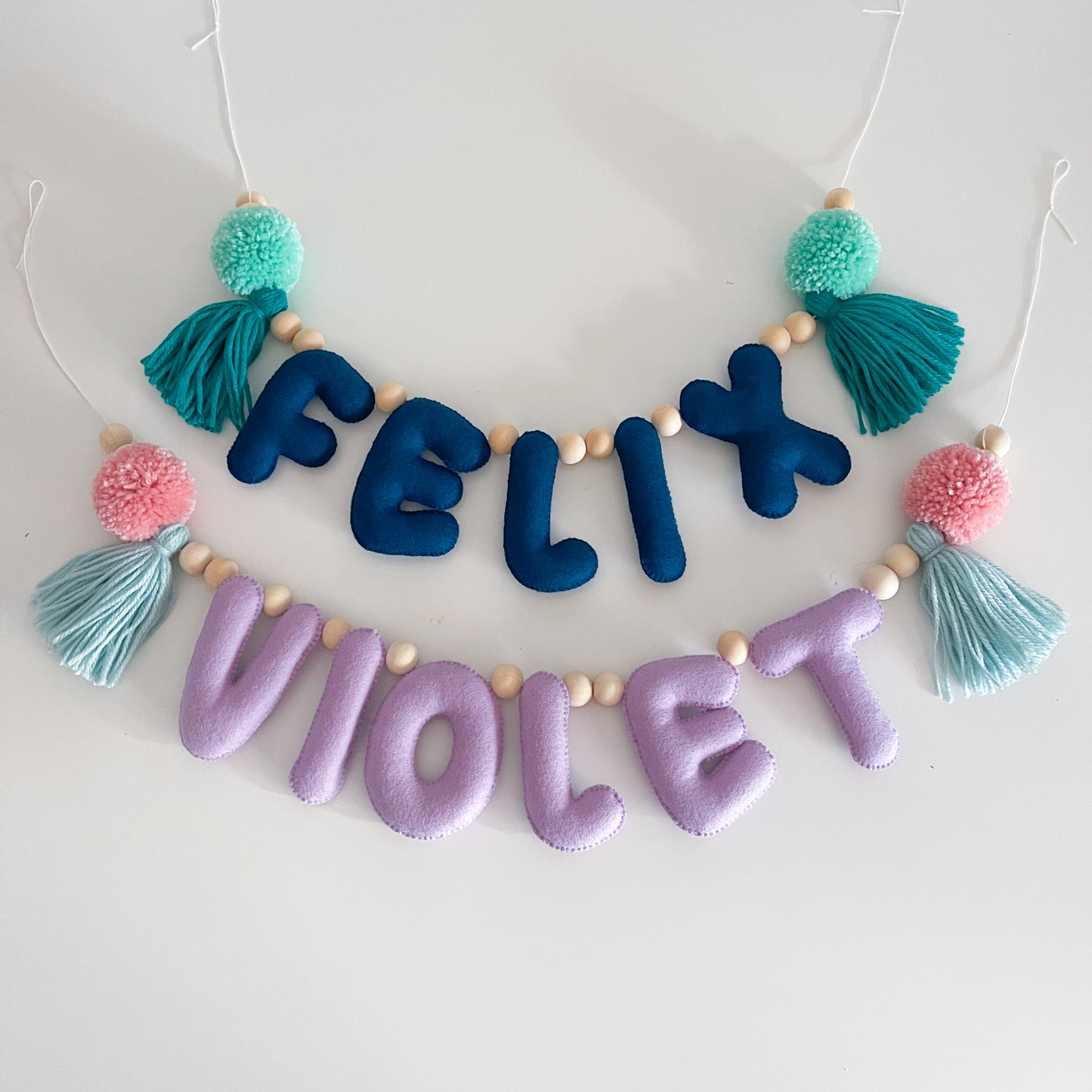 Pom Pom & Tassel Felt Name Garland