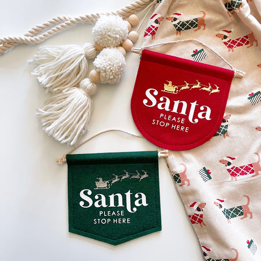Mini Felt Santa Flag