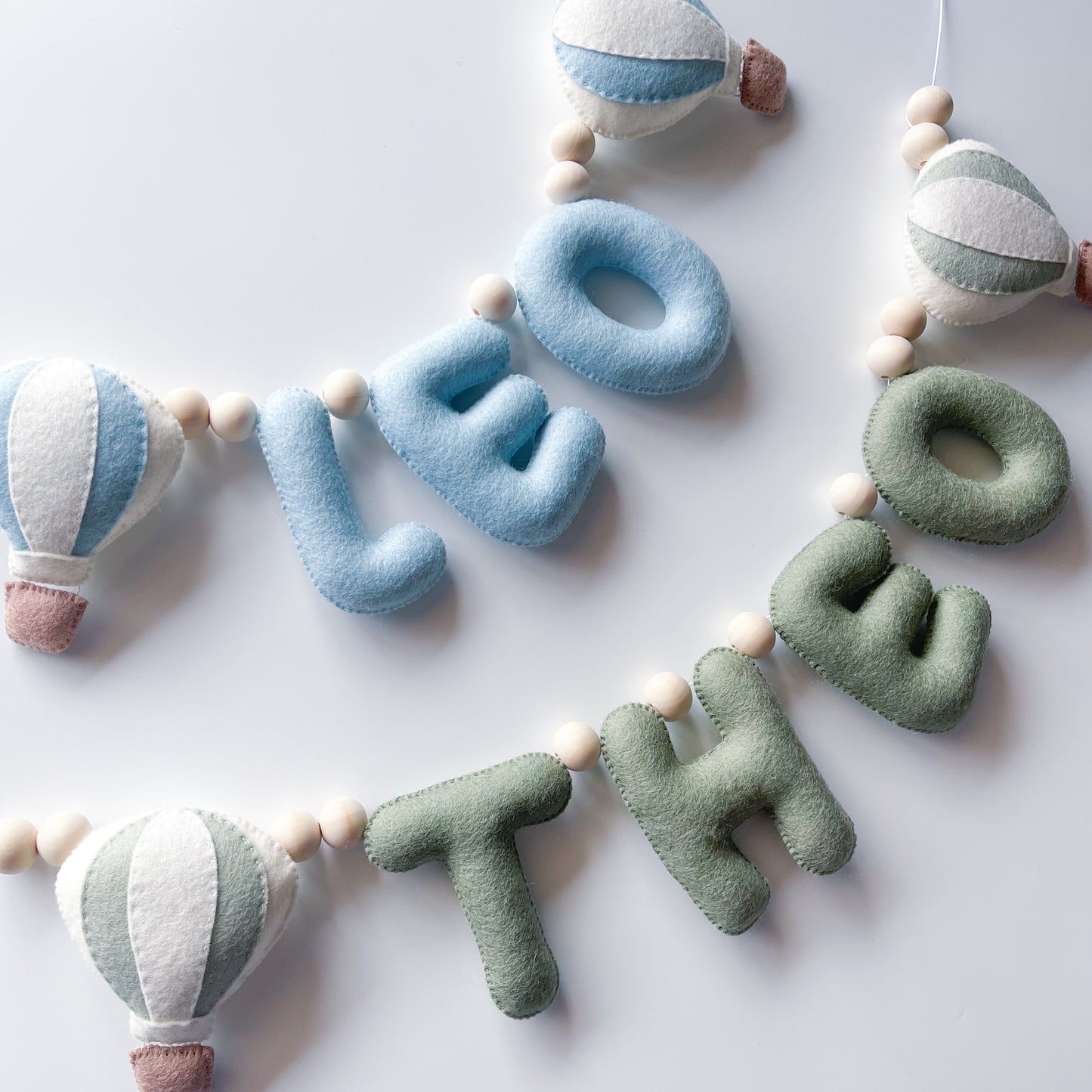 Felt Name Garland with Hot Air Balloons