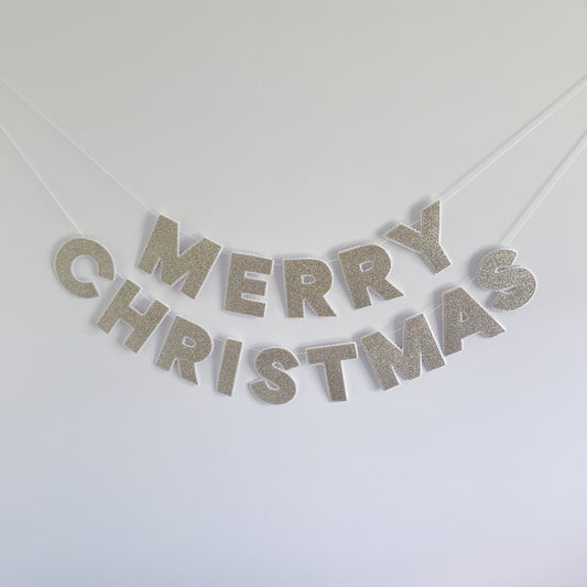 Merry Christmas Glitter Felt Garland