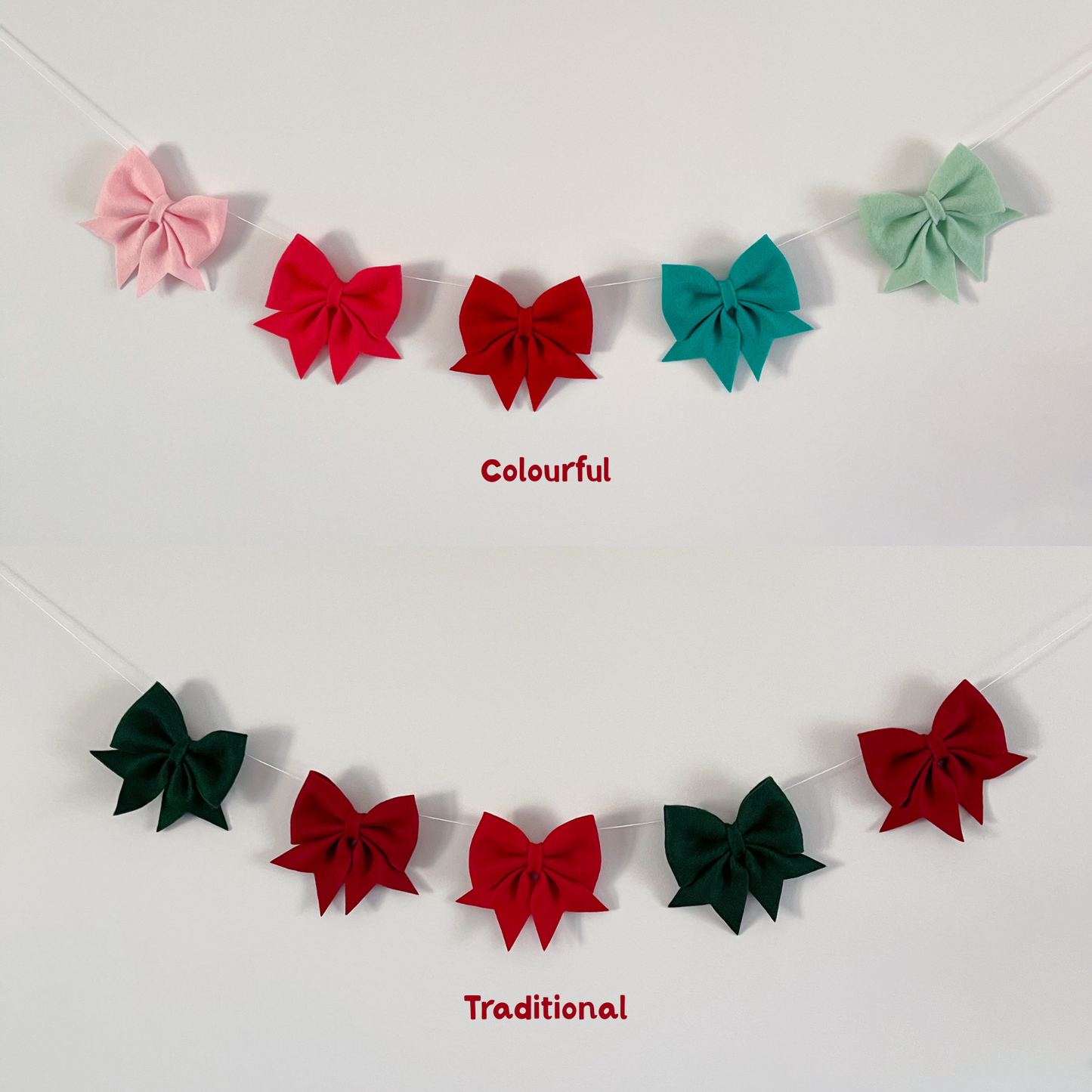 Felt Bow Christmas Garland