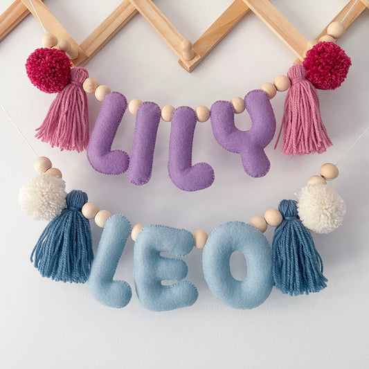 Pom Pom & Tassel Felt Name Garland