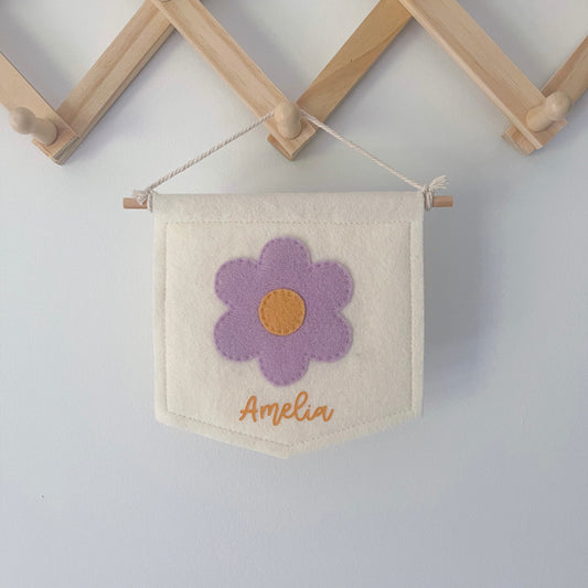 Felt Mini Flag - Flower & Name