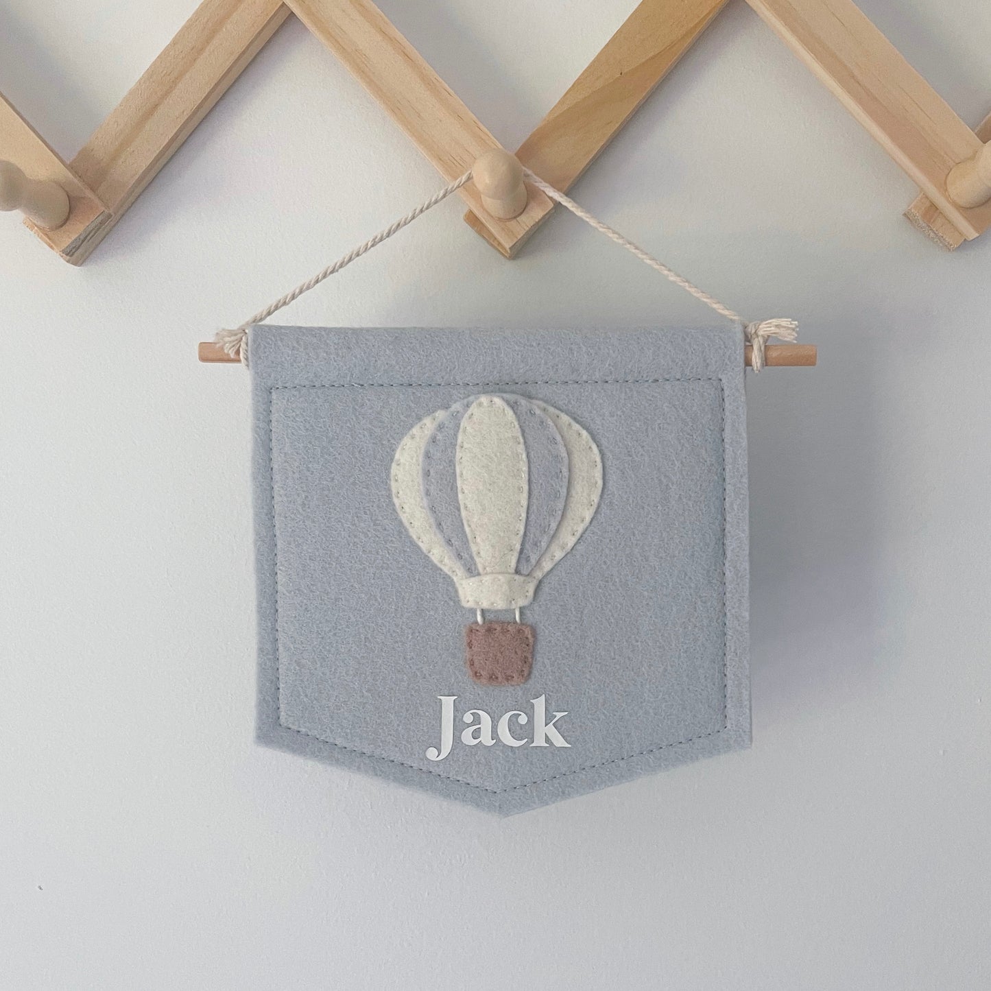 Felt Mini Flag - Hot Air Balloon & Name