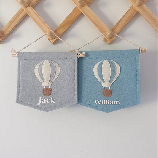Felt Mini Flag - Hot Air Balloon & Name
