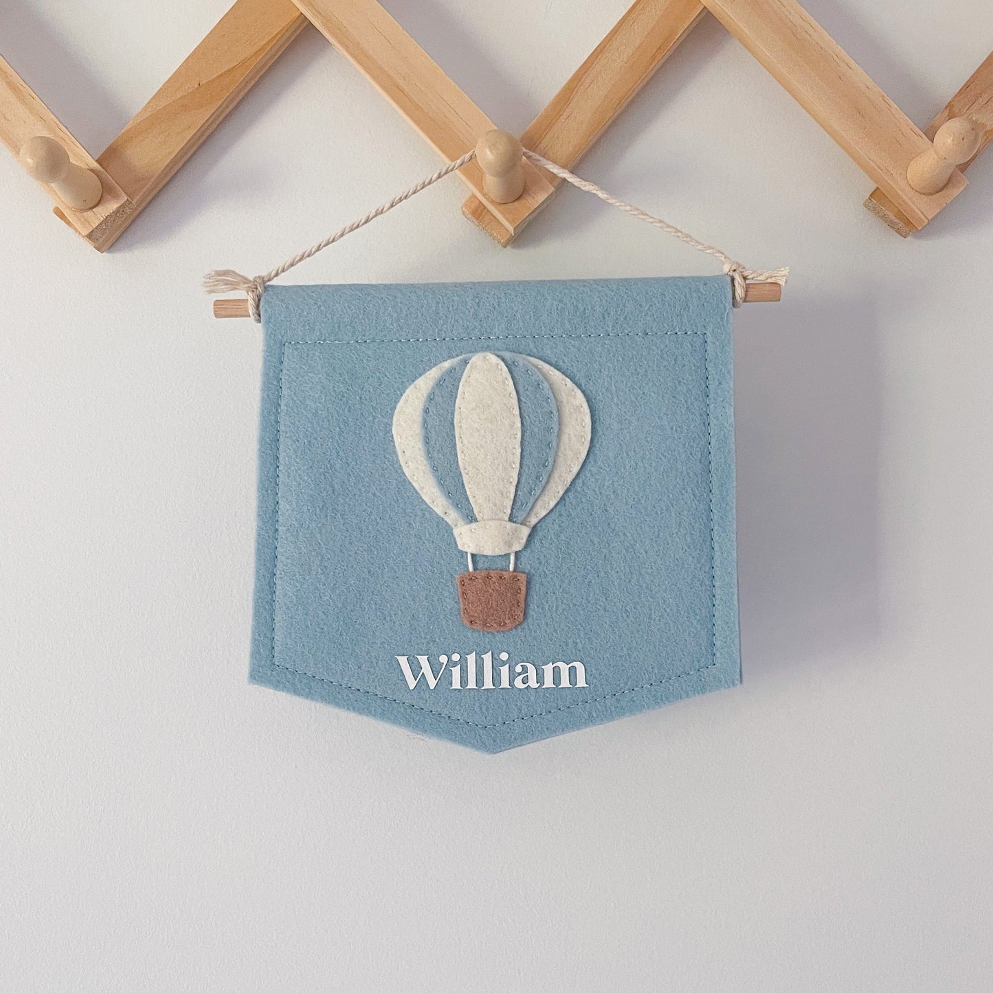 Felt Mini Flag - Hot Air Balloon & Name