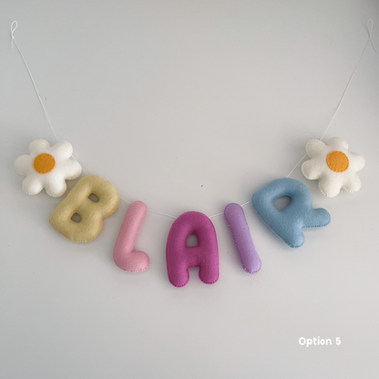 Felt Name Garland with Flowers